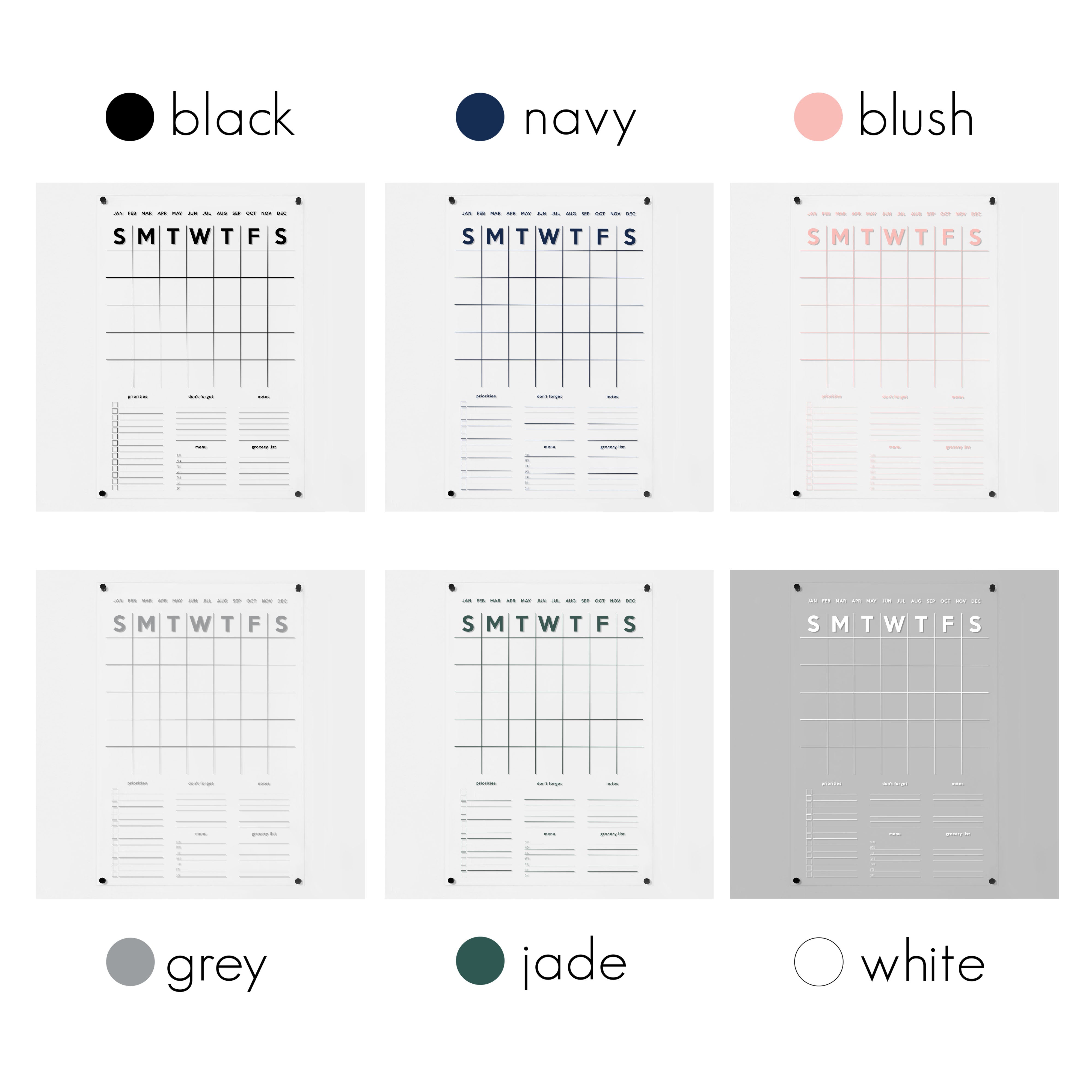 Monthly Acrylic Calendar + 5 Sections | Vertical Minimalist
