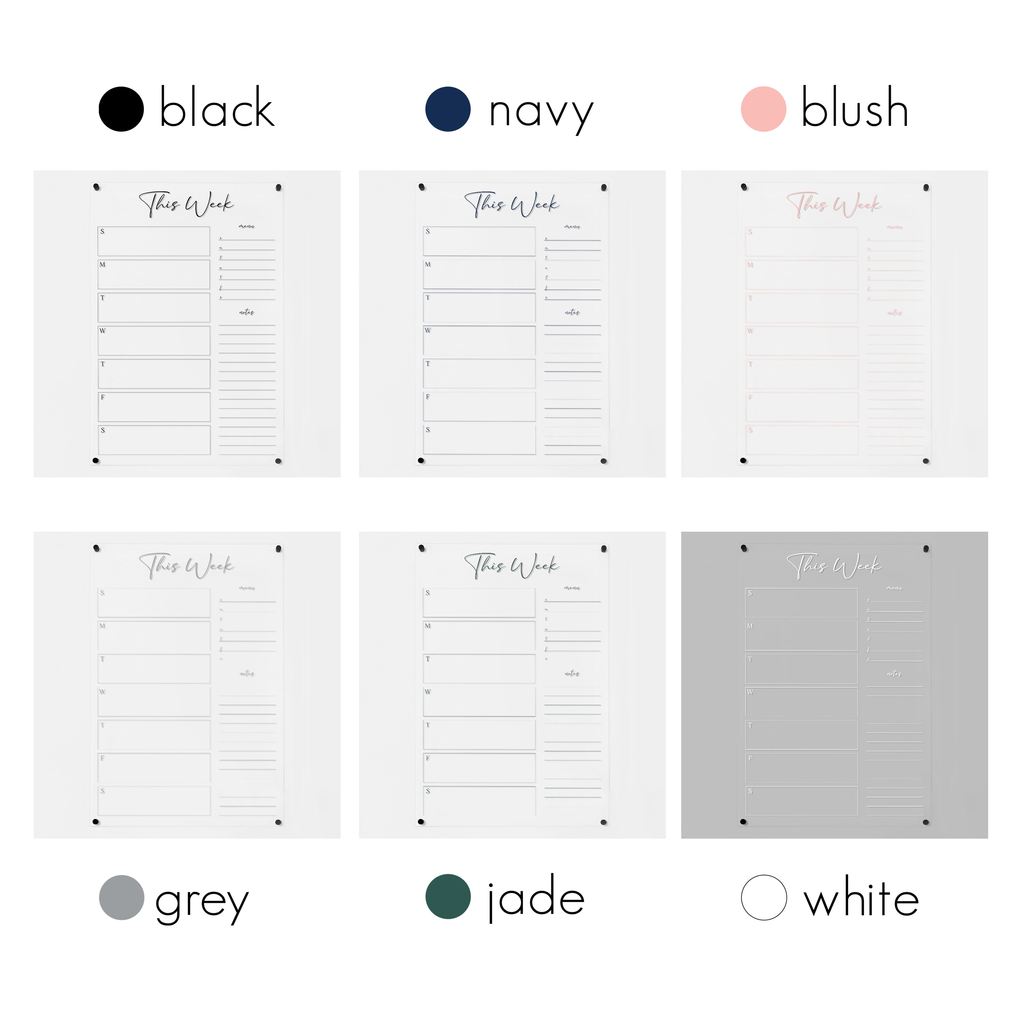 Weekly Acrylic Calendar + 2 Sections | Vertical Pennington