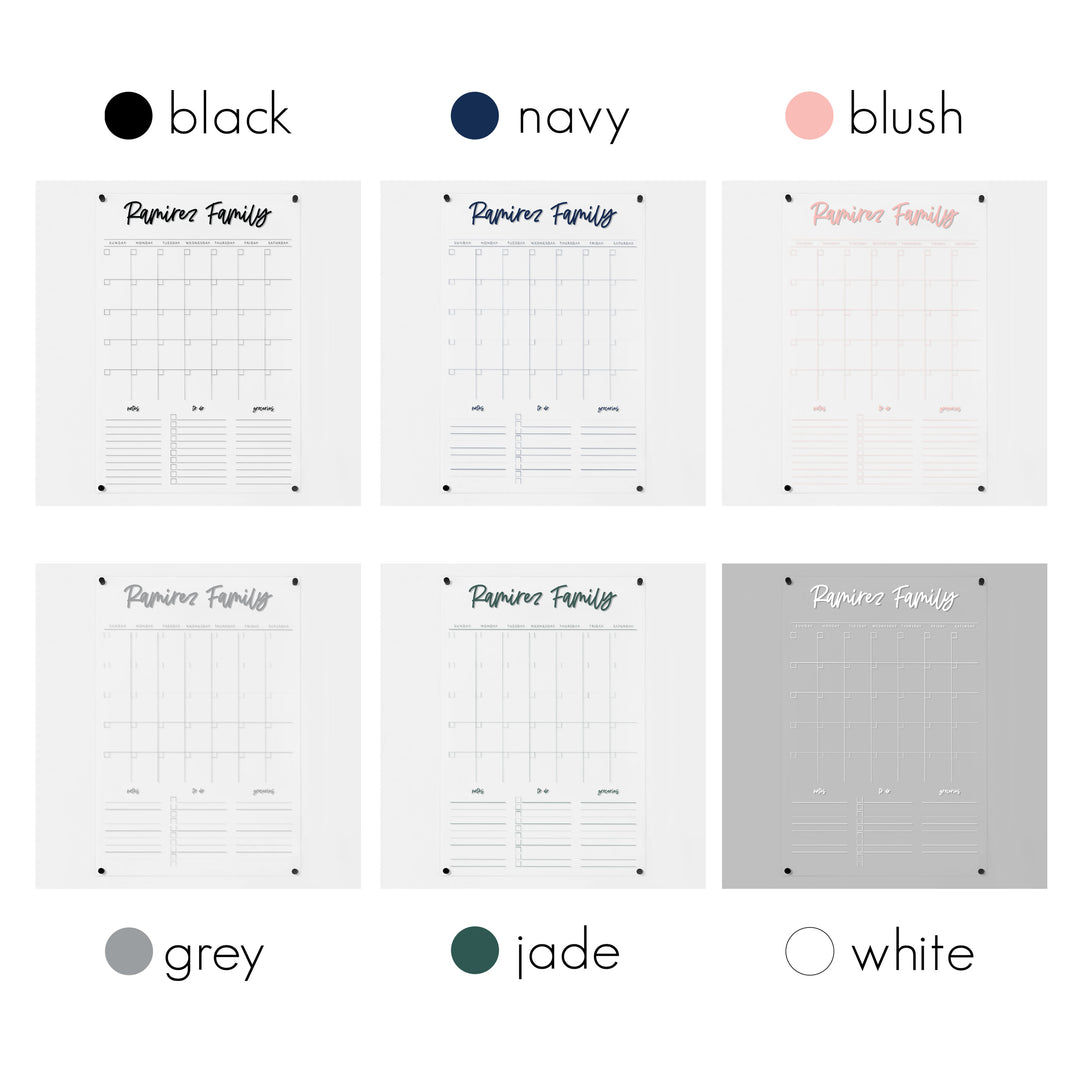 Monthly Acrylic Calendar + 3 Sections | Vertical Monica