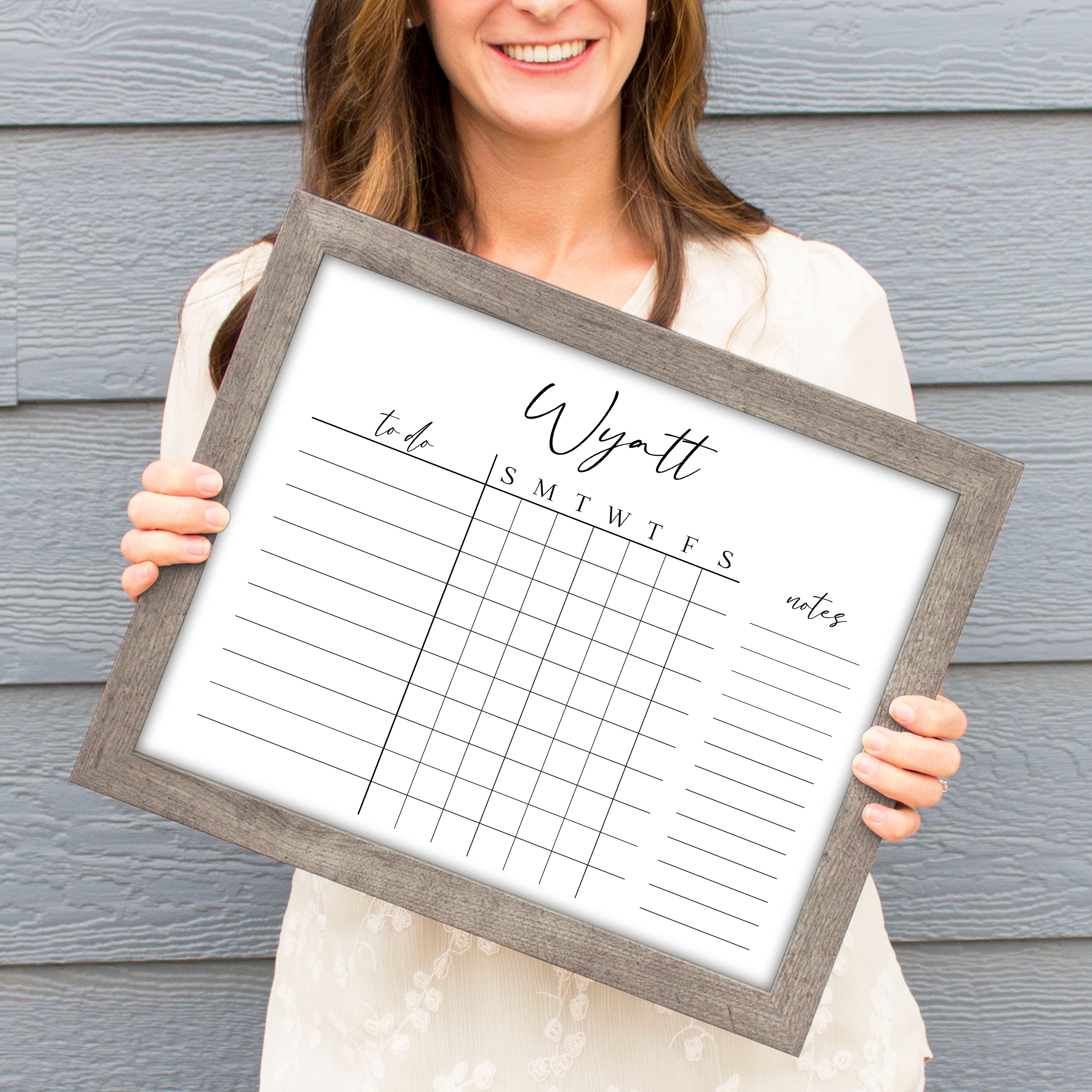 1 Person Framed Whiteboard Chore Chart | Horizontal Pennington