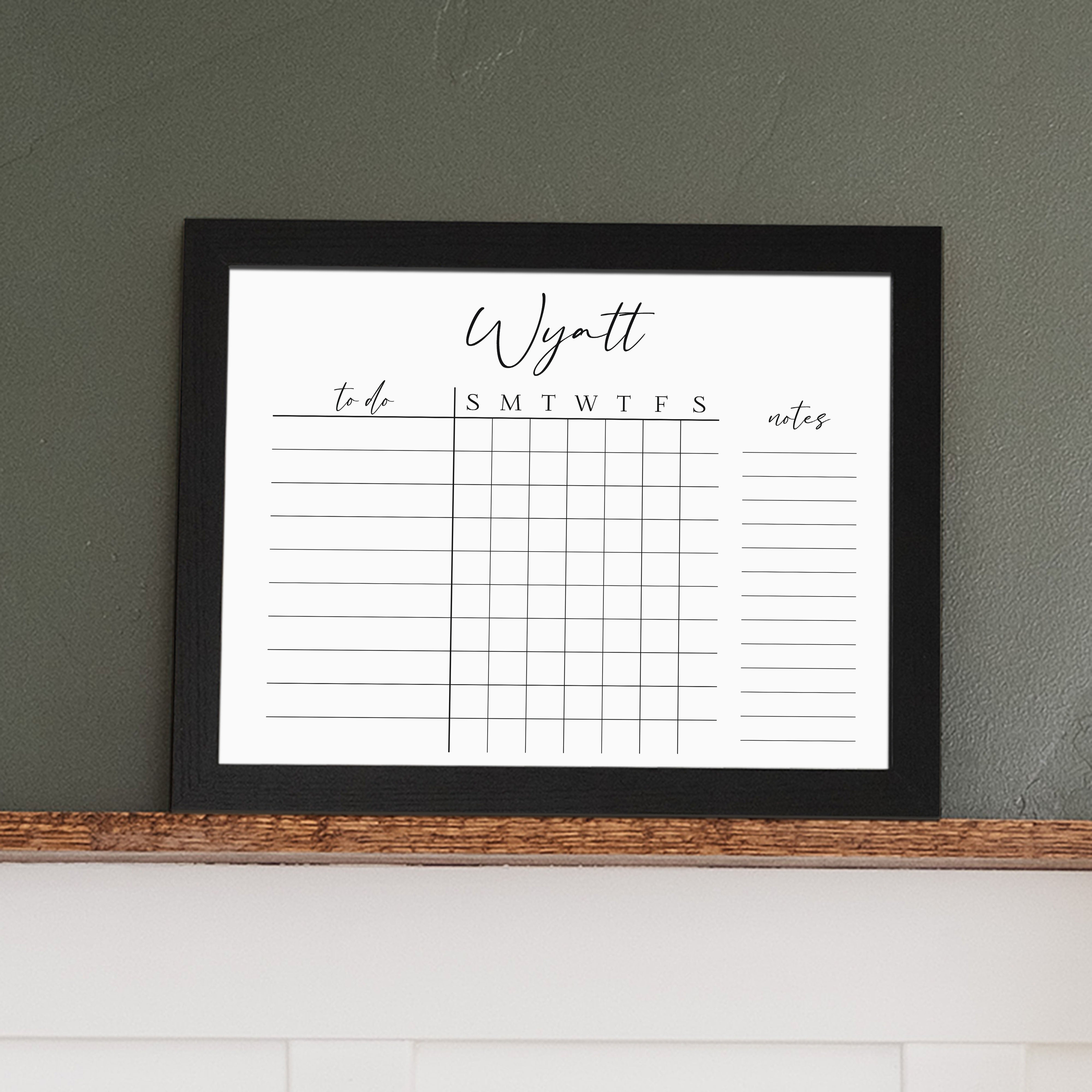 1 Person Framed Whiteboard Chore Chart | Horizontal Pennington