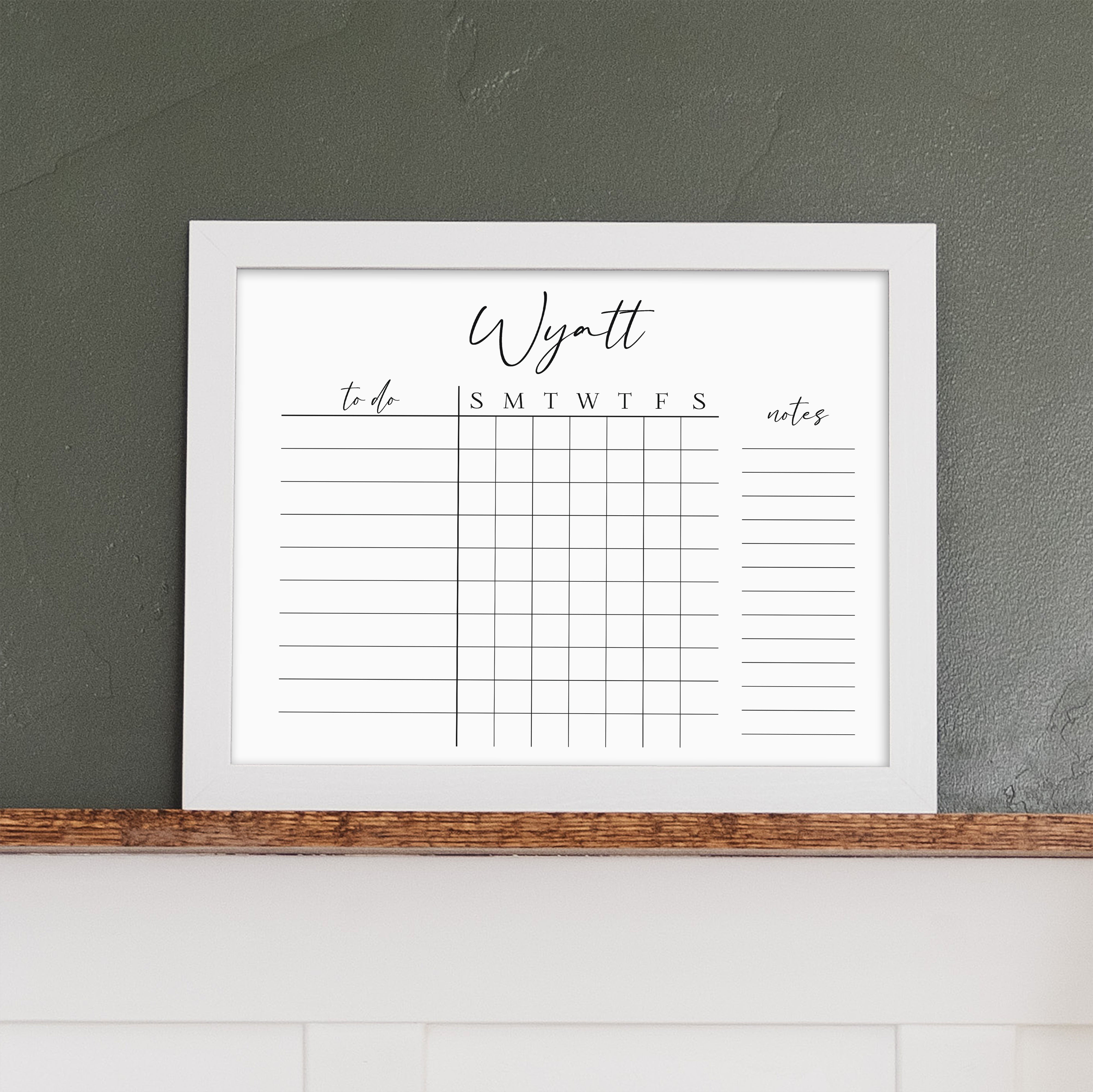 1 Person Framed Whiteboard Chore Chart | Horizontal Pennington