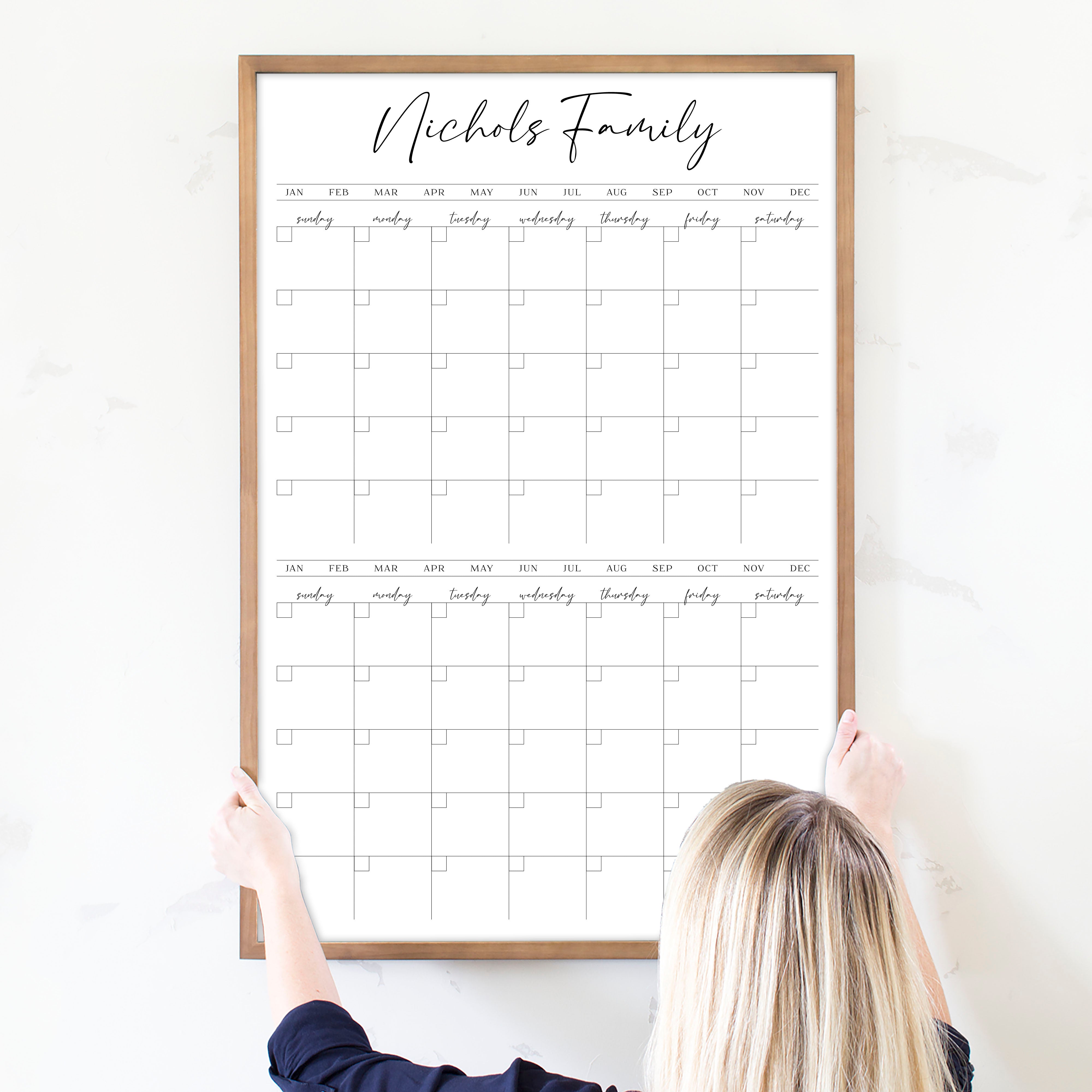 2 Month Framed Whiteboard Calendar | Vertical Pennington