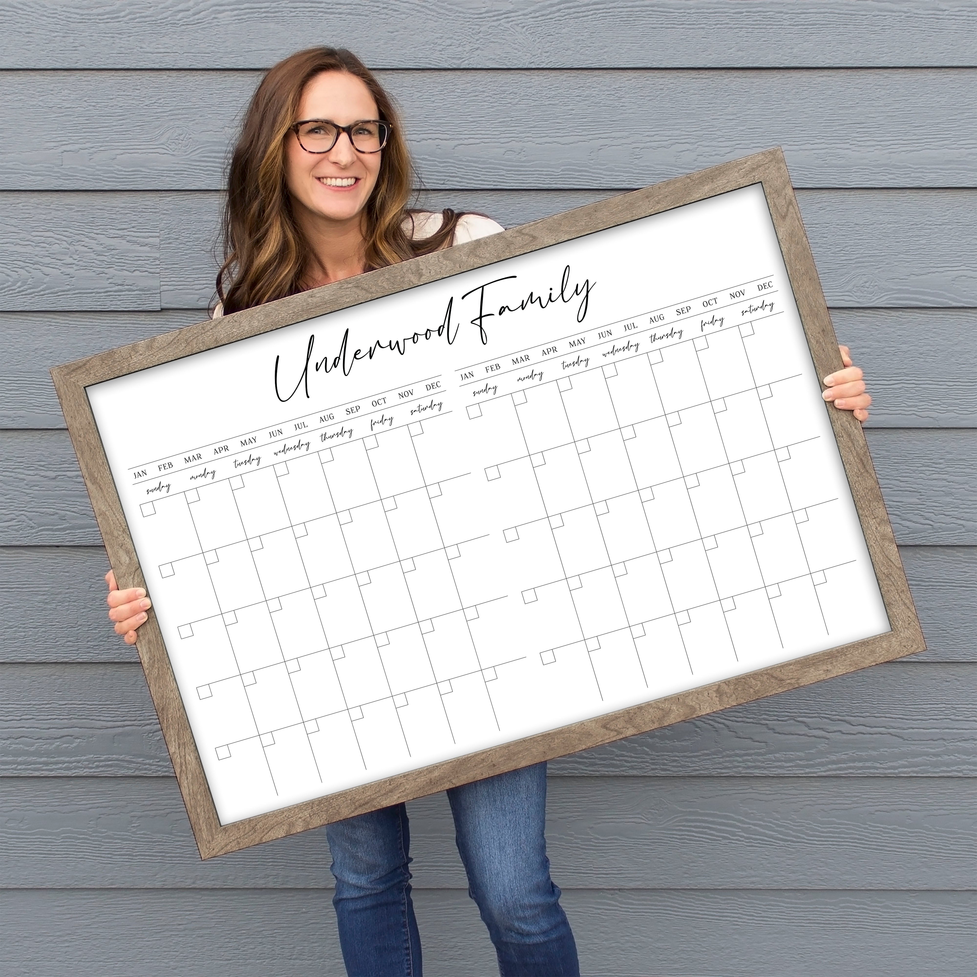 2 Month Framed Whiteboard Calendar | Horizontal Pennington