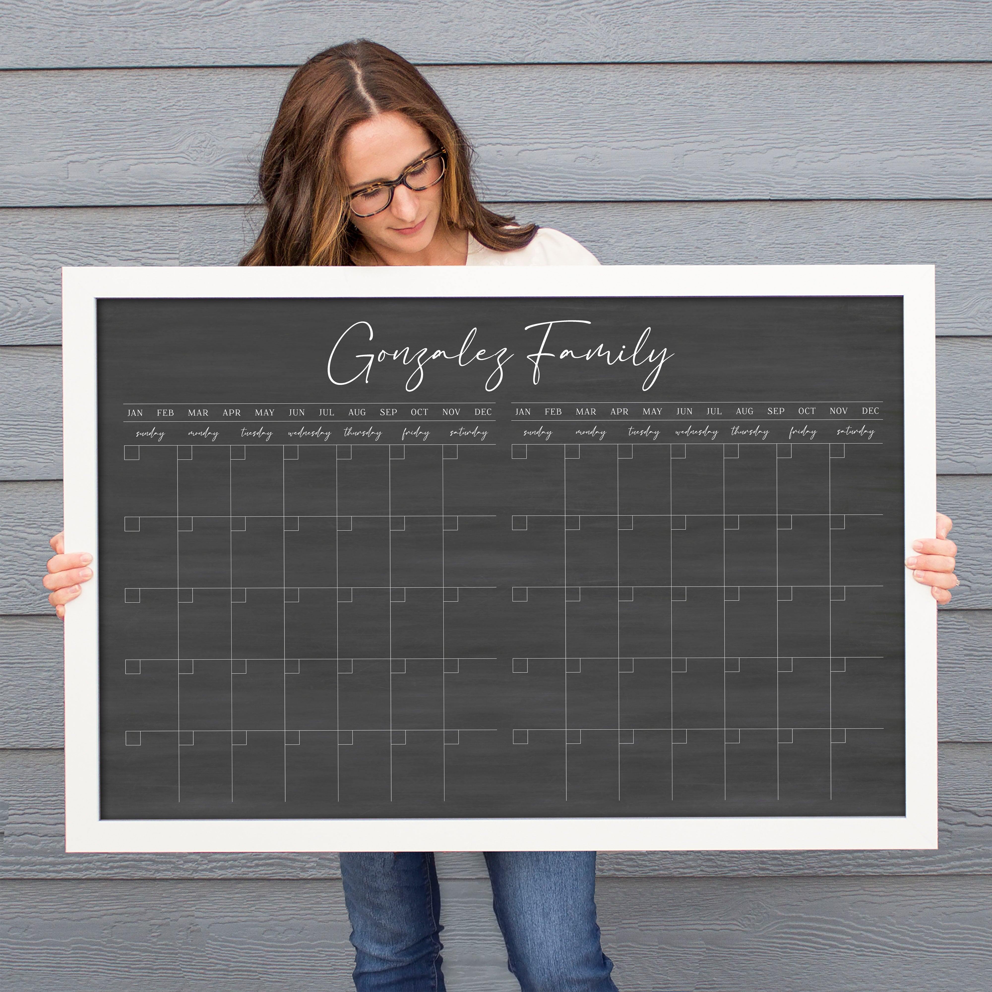 2 Month Framed Chalkboard Calendar | Horizontal Pennington