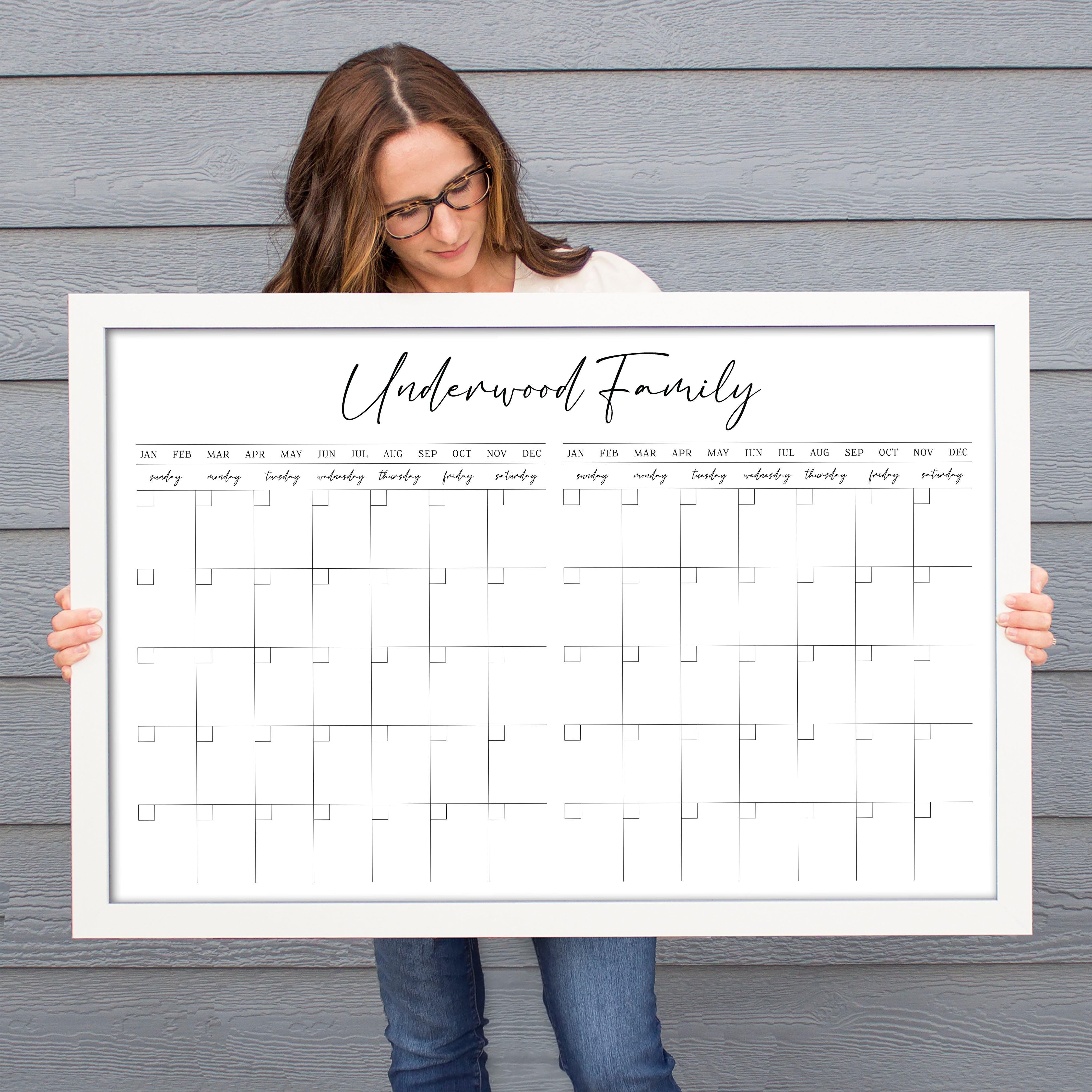 2 Month Framed Whiteboard Calendar | Horizontal Pennington