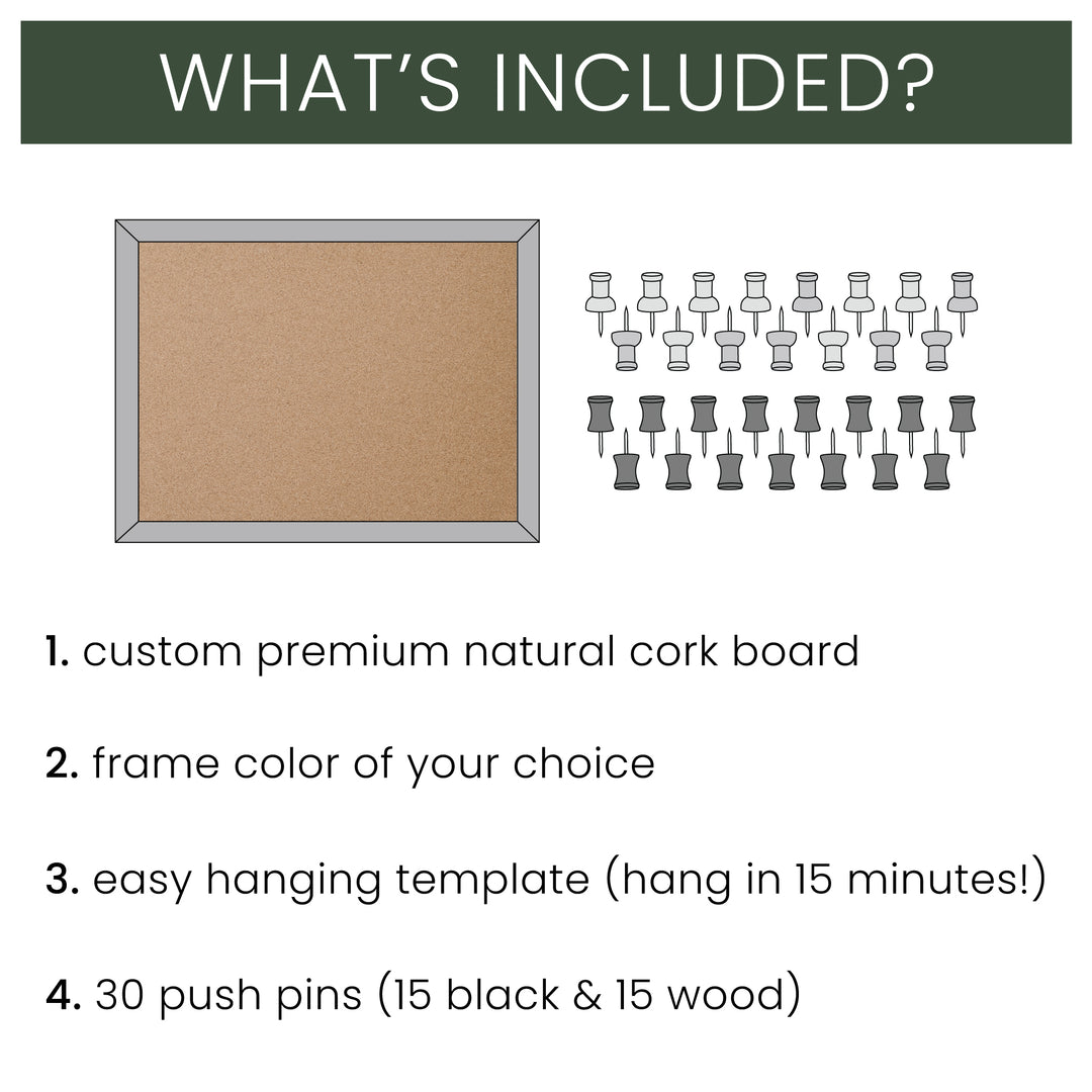 Framed Blank Cork Board | Horizontal or Vertical