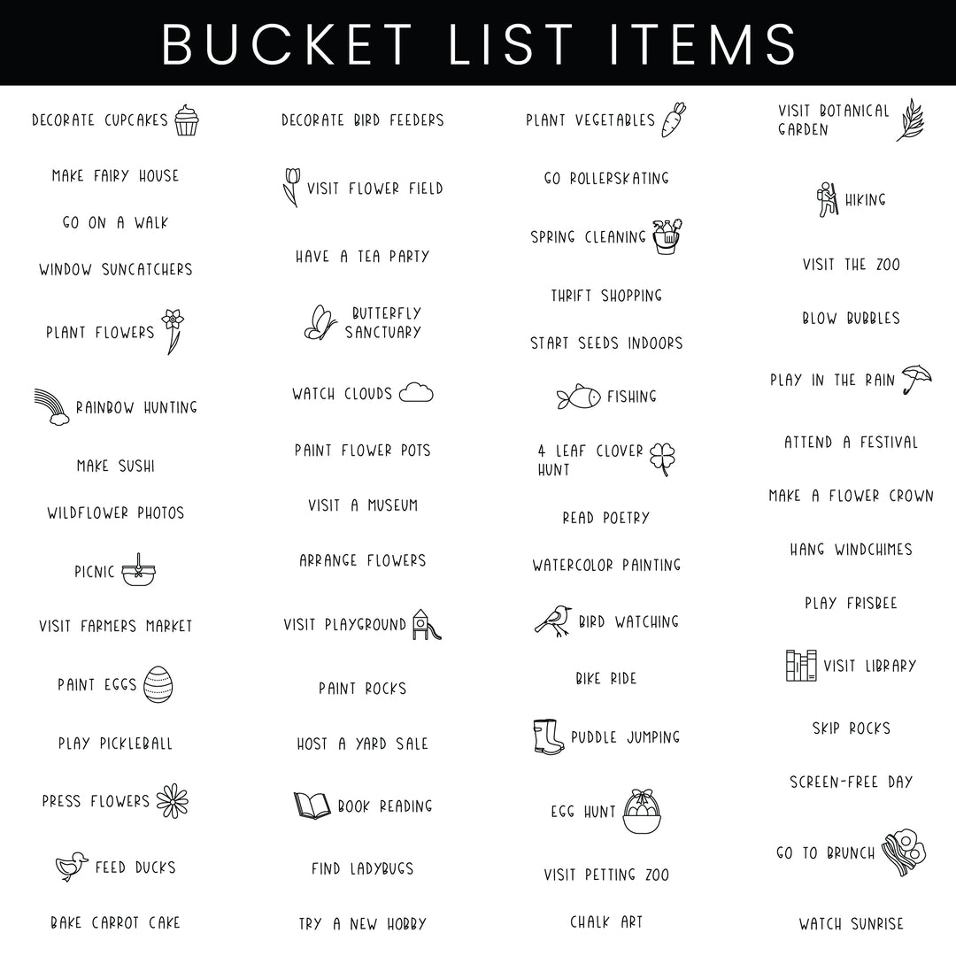 Framed 3-Month Calendar Spring Bucket List  | Vertical