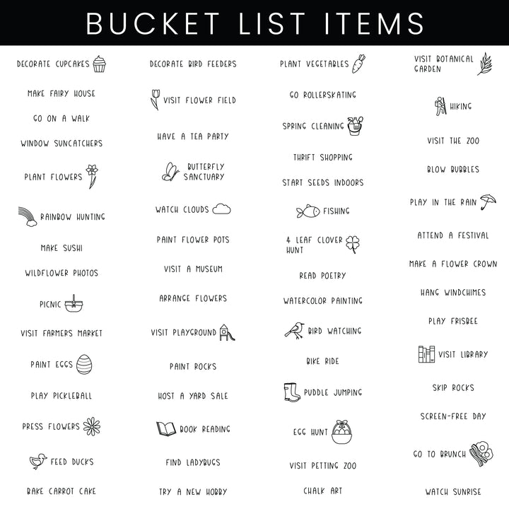 Framed 3-Month Calendar Spring Bucket List  | Vertical