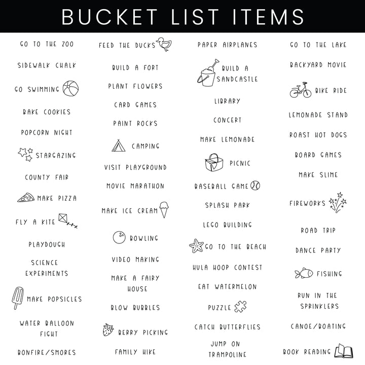 3 Month Summer Bucket List Calendar