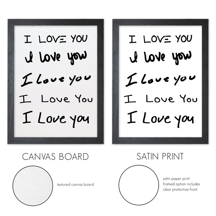 Framed Custom Handwriting ‘I Love You’ Art