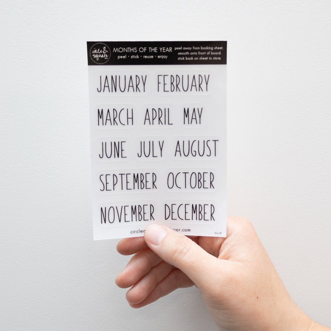 Board Stickies Months & Numbers | Lucy Script Style