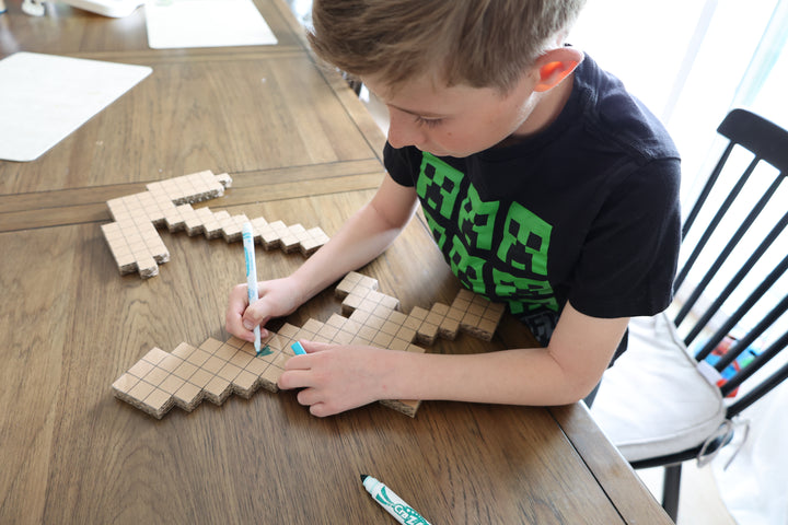 DIY Minecraft Cardboard Swords and Axes for Kids – Birthday Party Craft, Recyclable Sword Decoration Activity