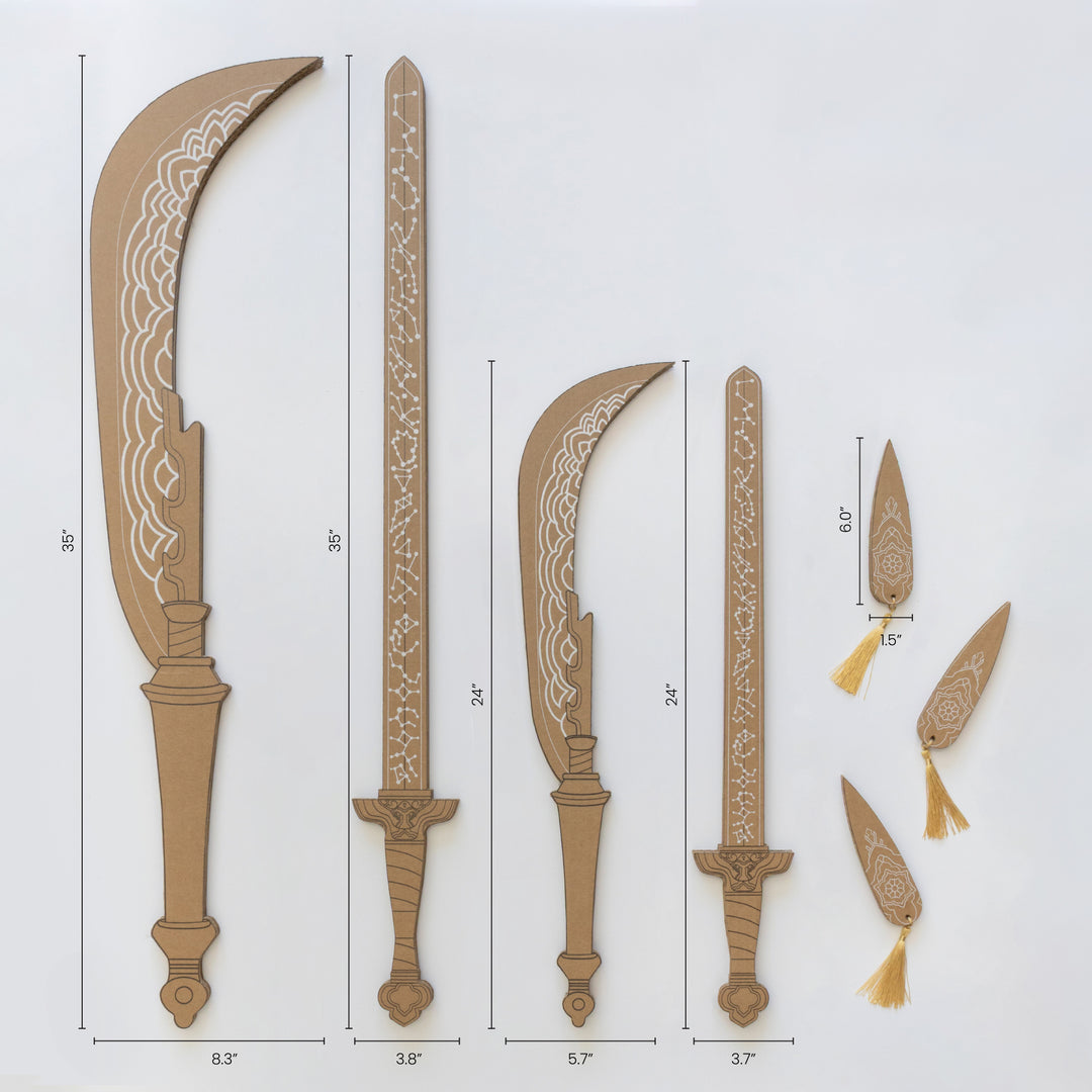 DIY KPop Demon Hunter Cardboard Swords, Axes, and Daggers for Kids – Birthday Party Craft, Recyclable Sword Decoration Activity