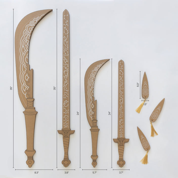 DIY KPop Demon Hunter Cardboard Swords, Axes, and Daggers for Kids – Birthday Party Craft, Recyclable Sword Decoration Activity
