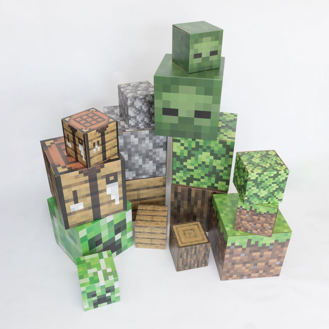 8 small and 8 large pixel cubes stacked.