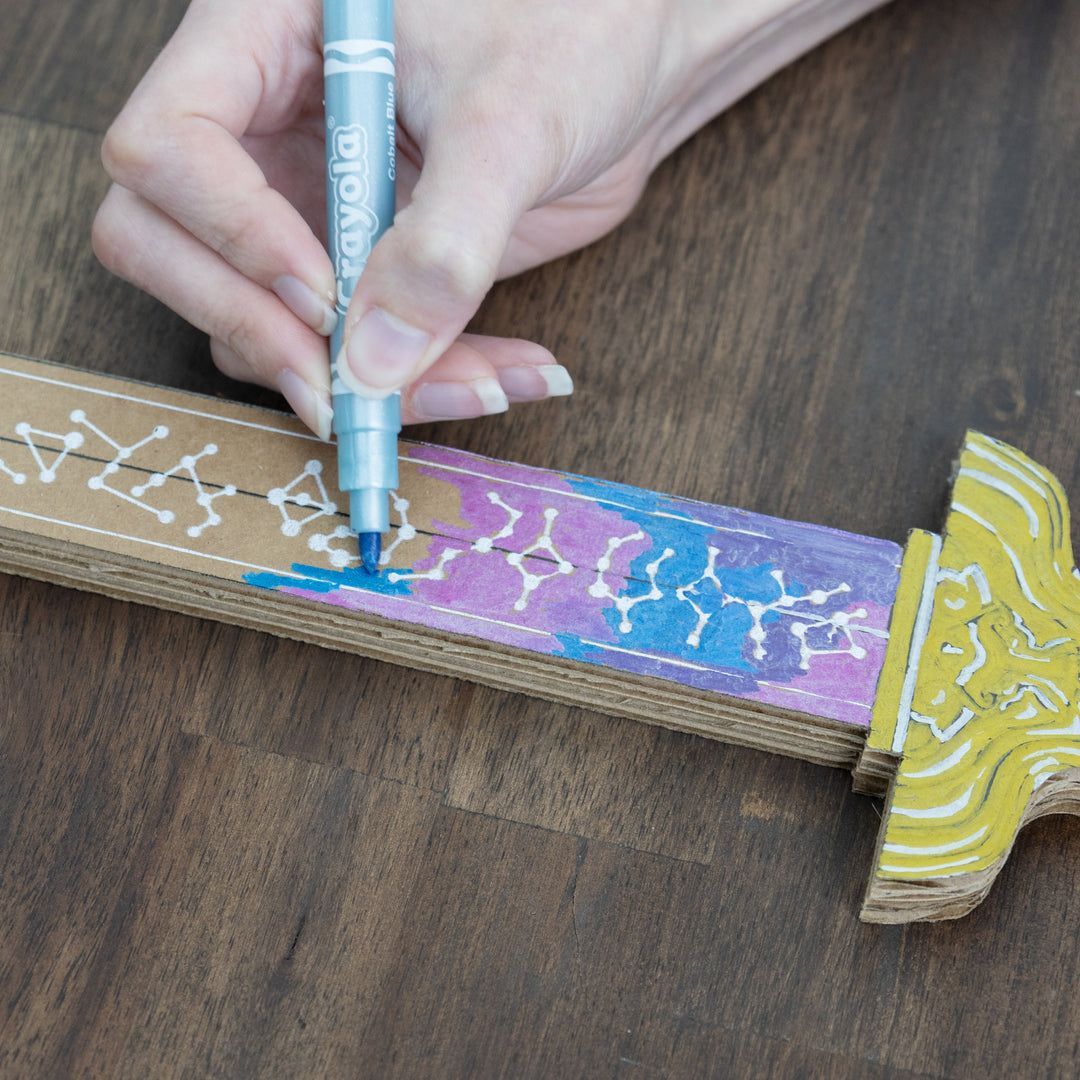 DIY KPop Demon Hunter Cardboard Swords, Axes, and Daggers for Kids – Birthday Party Craft, Recyclable Sword Decoration Activity