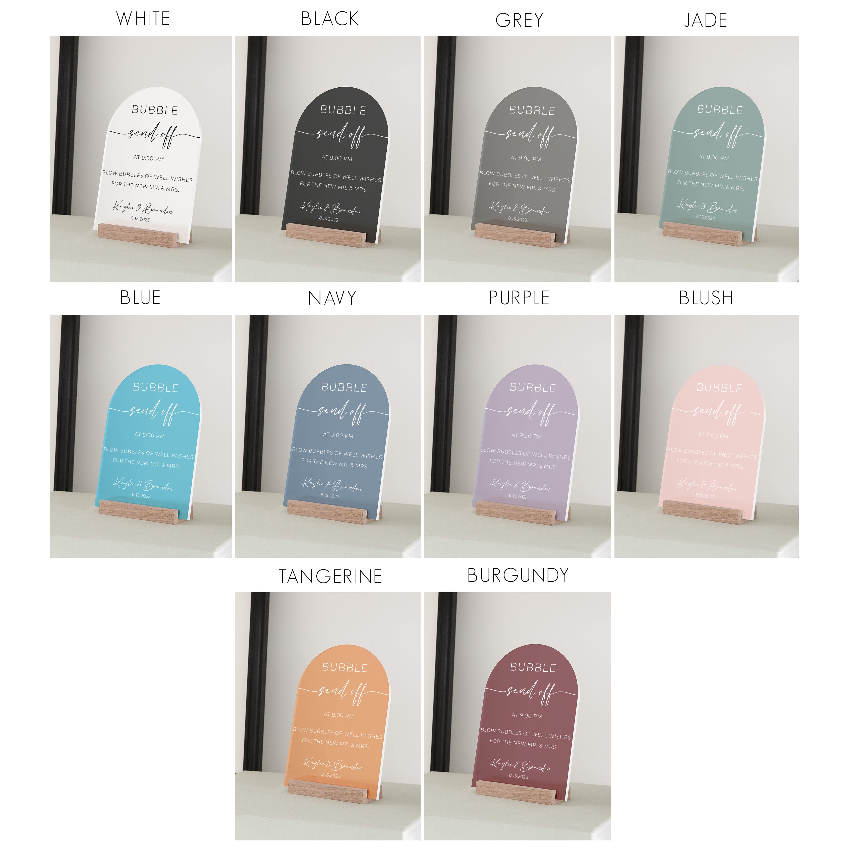 Frosted Acrylic Bubble Sendoff Sign | Vertical Olivia