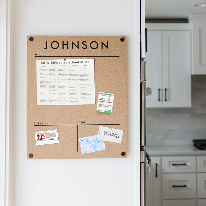 Personalized Command Center Corkboard | Vertical Craig