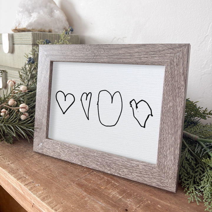 Framed Custom Hand-Drawn Heart Art