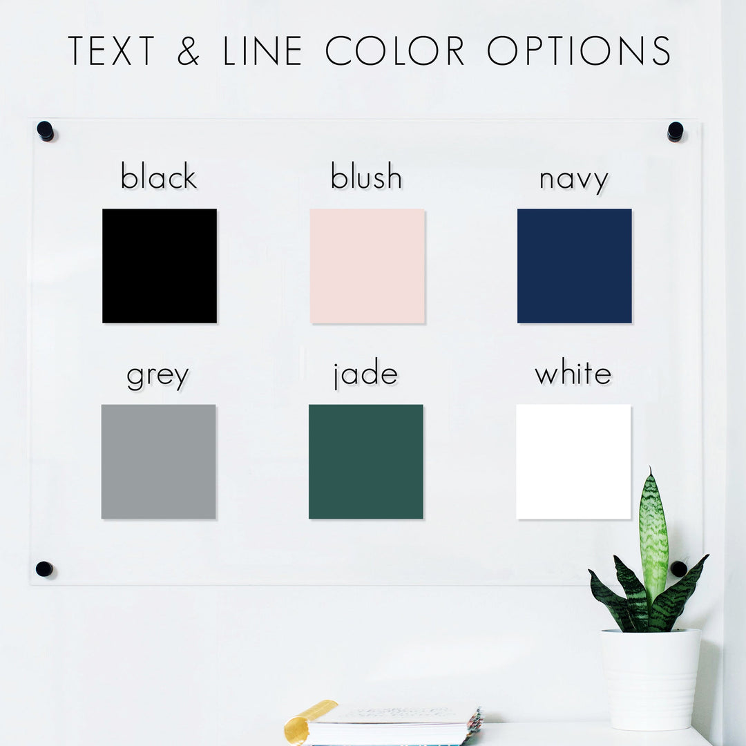 Monthly Black Acrylic Calendar + 6 Sections | Horizontal Madi