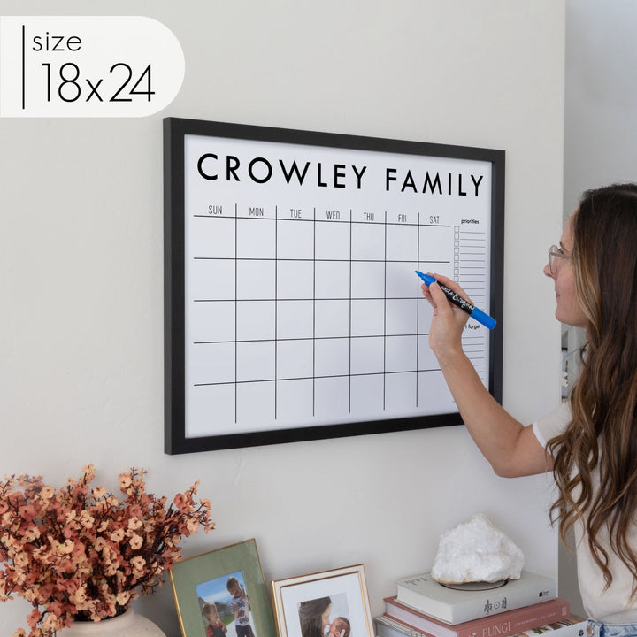 Monthly Framed Whiteboard Calendar + 2 sections | Horizontal Madi