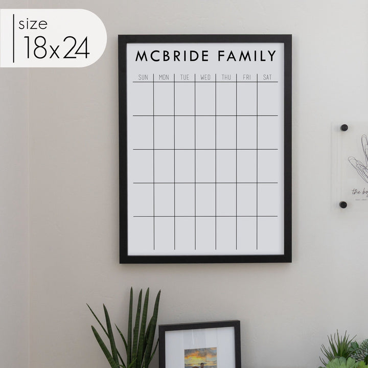 Monthly Framed Whiteboard Calendar | Vertical Madi