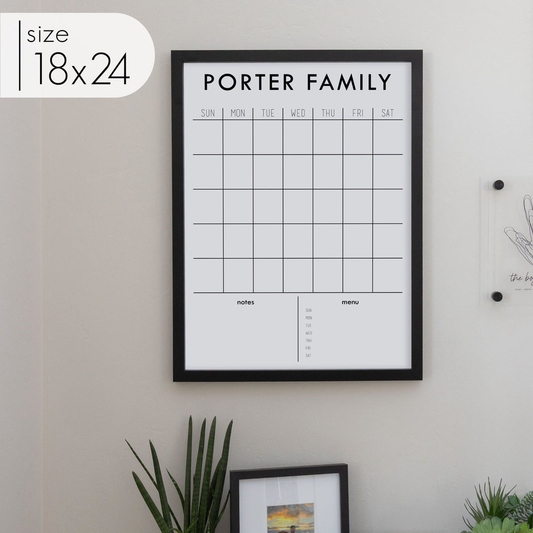 Monthly Framed Whiteboard Calendar + 2 sections | Vertical Madi
