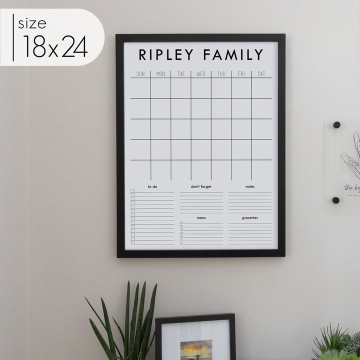 Monthly Framed Whiteboard Calendar + 5 sections | Vertical Madi