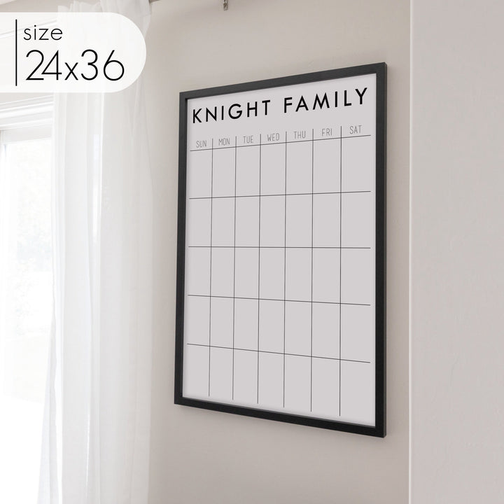 Monthly Framed Whiteboard Calendar | Vertical Madi