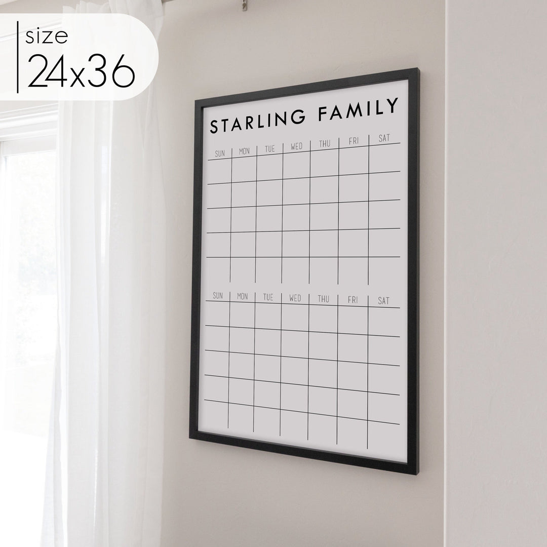 2 Month Framed Whiteboard Calendar | Vertical Madi