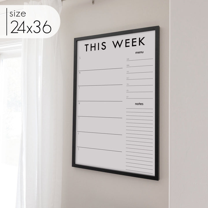 Weekly Framed Whiteboard Calendar + 2 sections | Vertical Madi