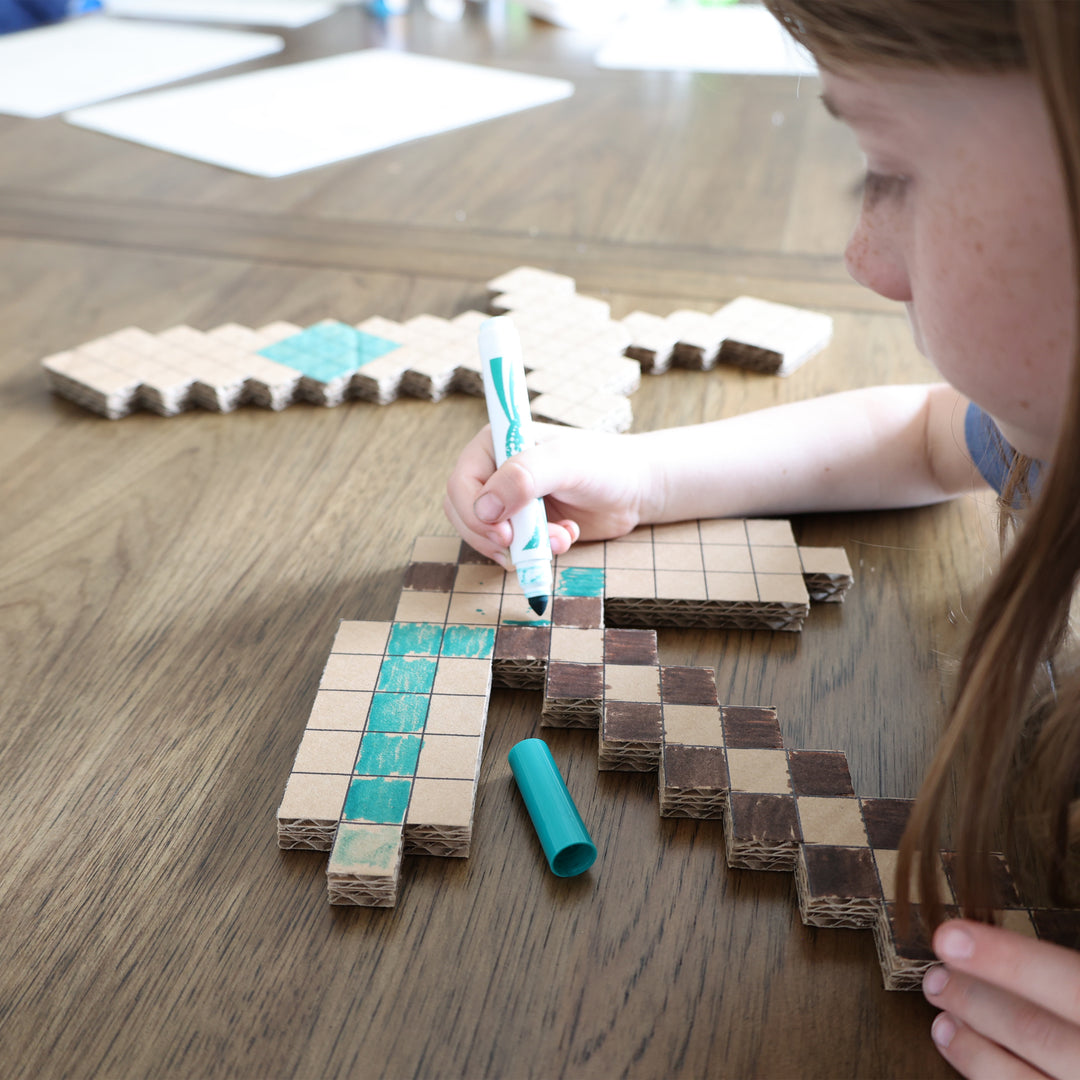 DIY Minecraft Cardboard Swords and Axes for Kids – Birthday Party Craft, Recyclable Sword Decoration Activity