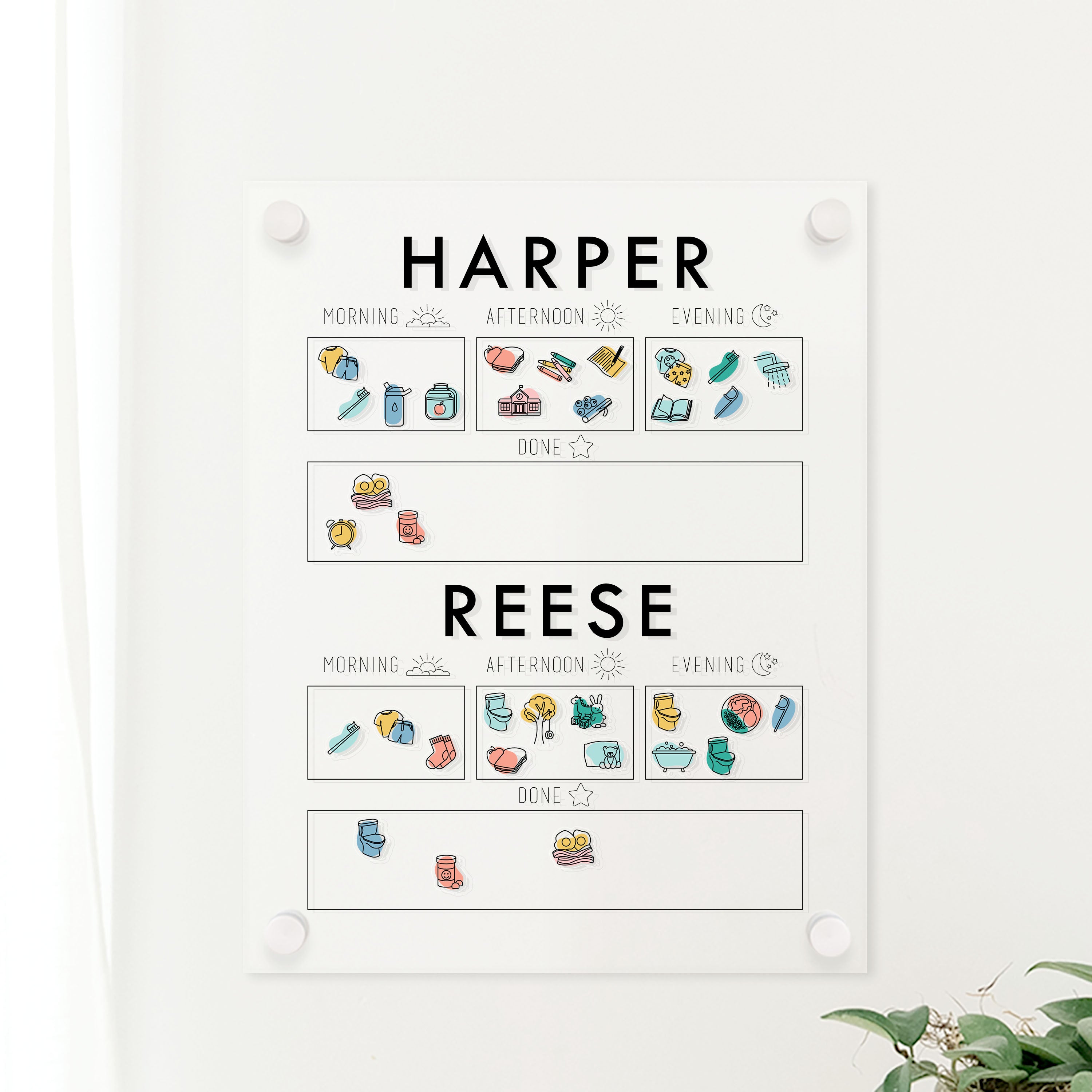 Home Routine Boards 2 Person Acrylic Routine Board | Vertical Madi – circleandsquaredecor