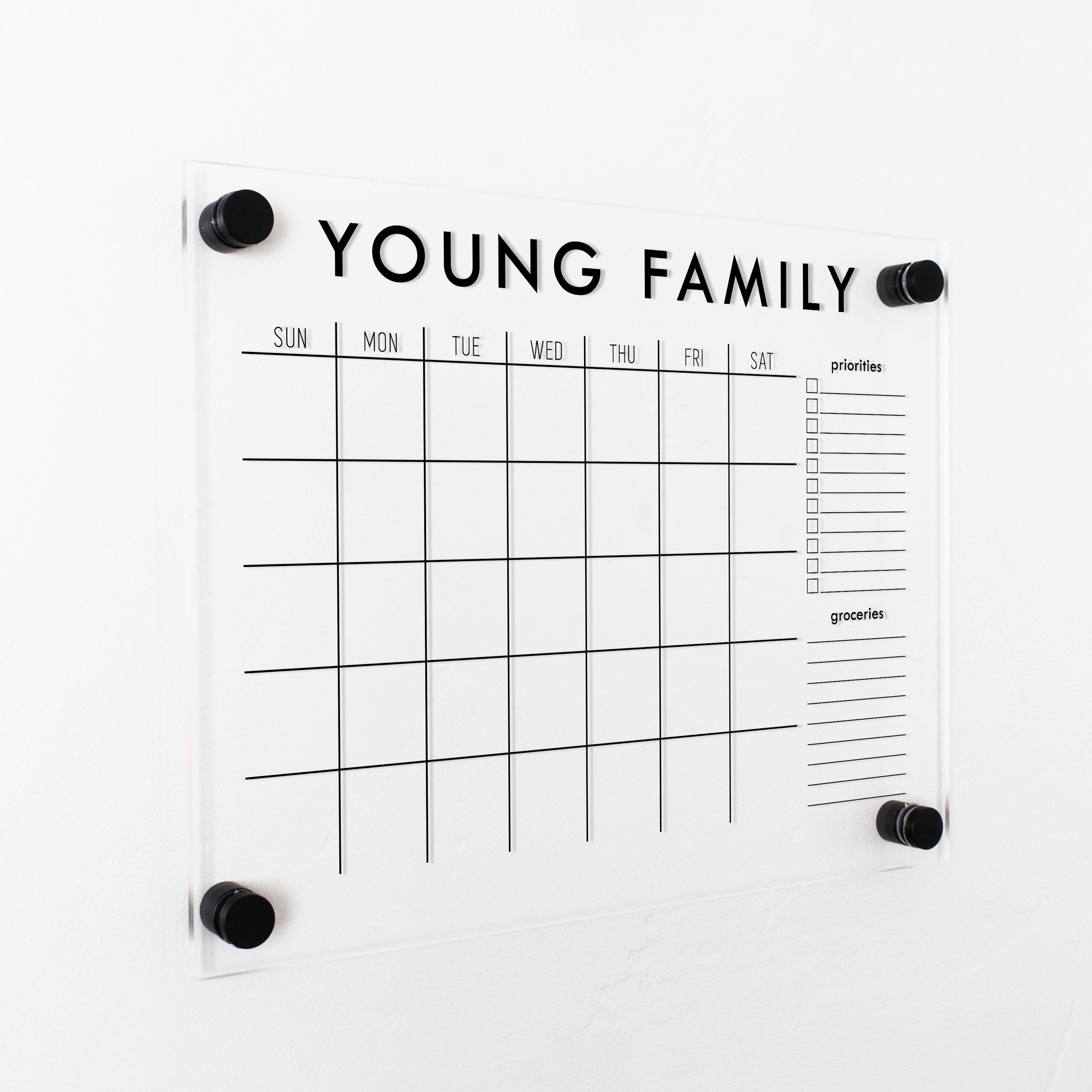 Monthly Acrylic Calendar + 2 Sections | Horizontal Madi