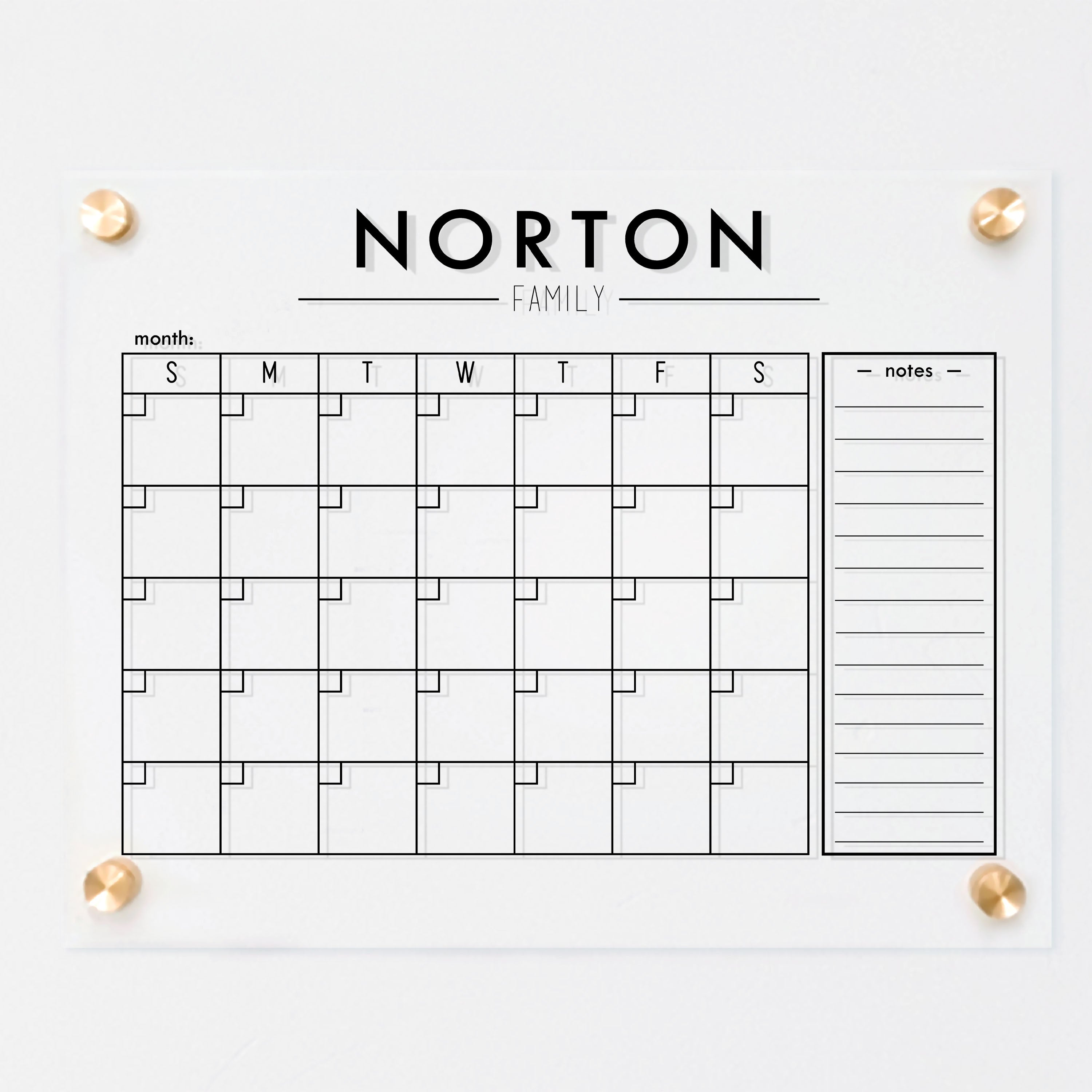 Monthly Acrylic Calendar + 1 Section | Horizontal Craig