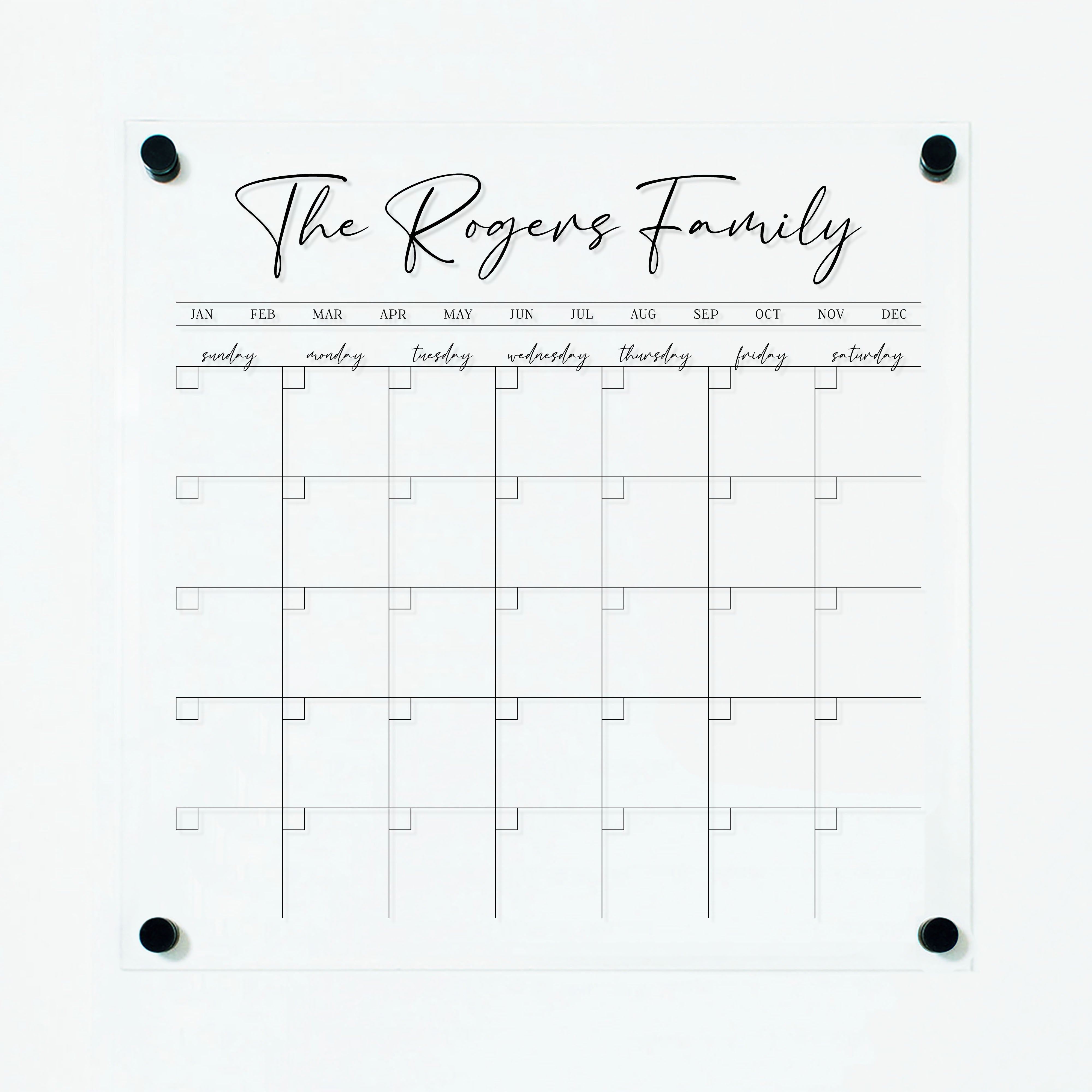 Monthly Square Acrylic Calendar | Square Pennington