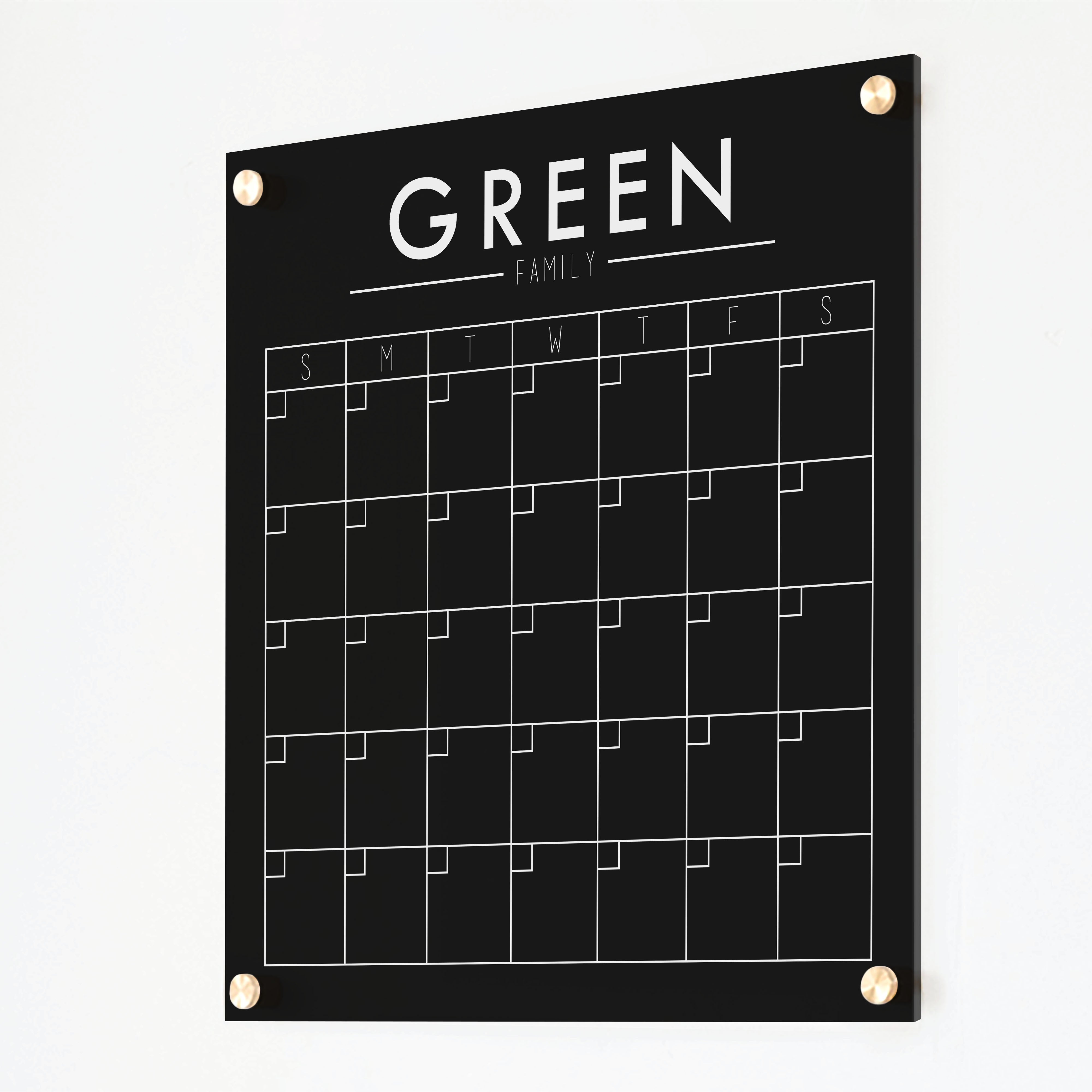 Monthly Black Acrylic Calendar | Horizontal Craig