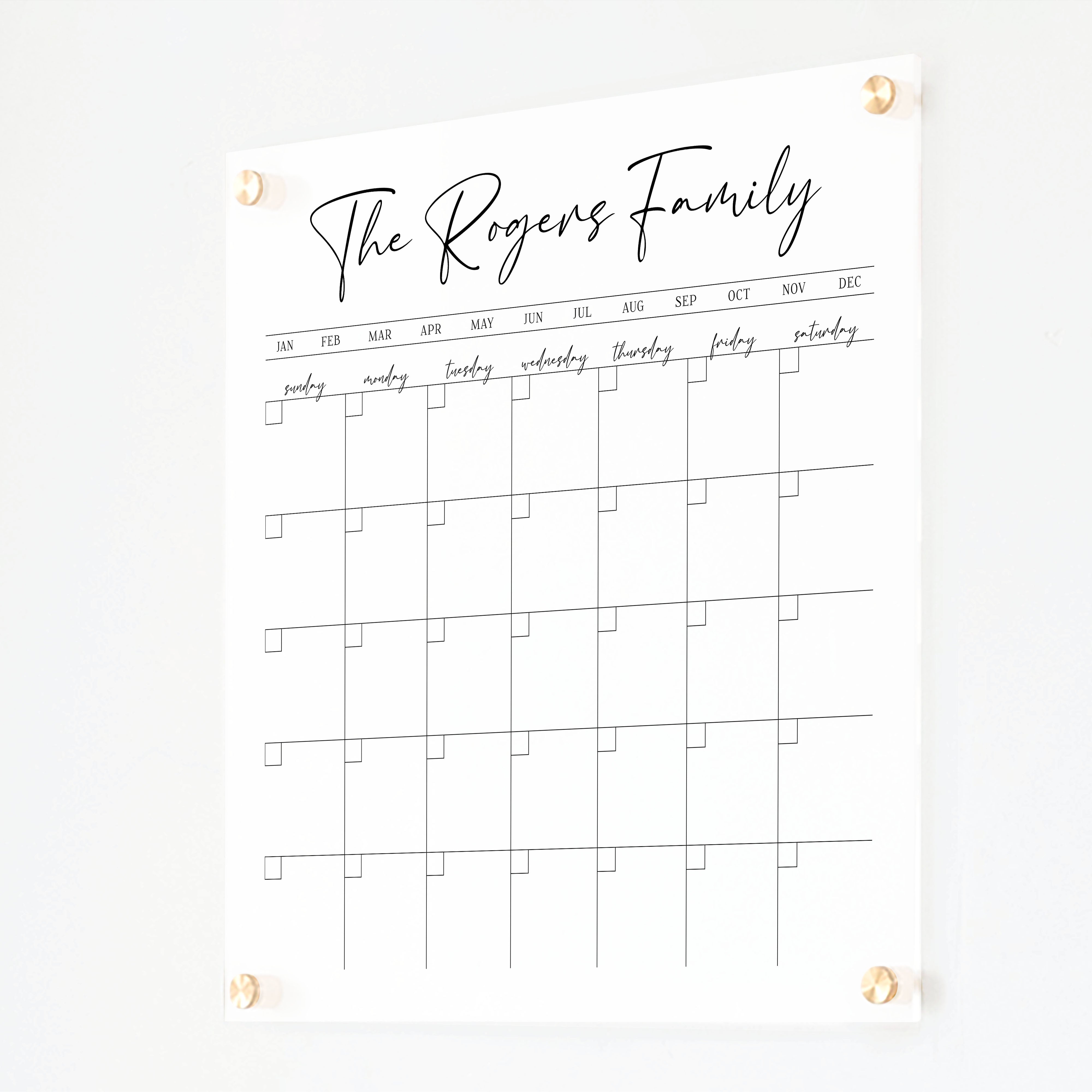 Monthly Frosted Acrylic Calendar | Vertical Pennington