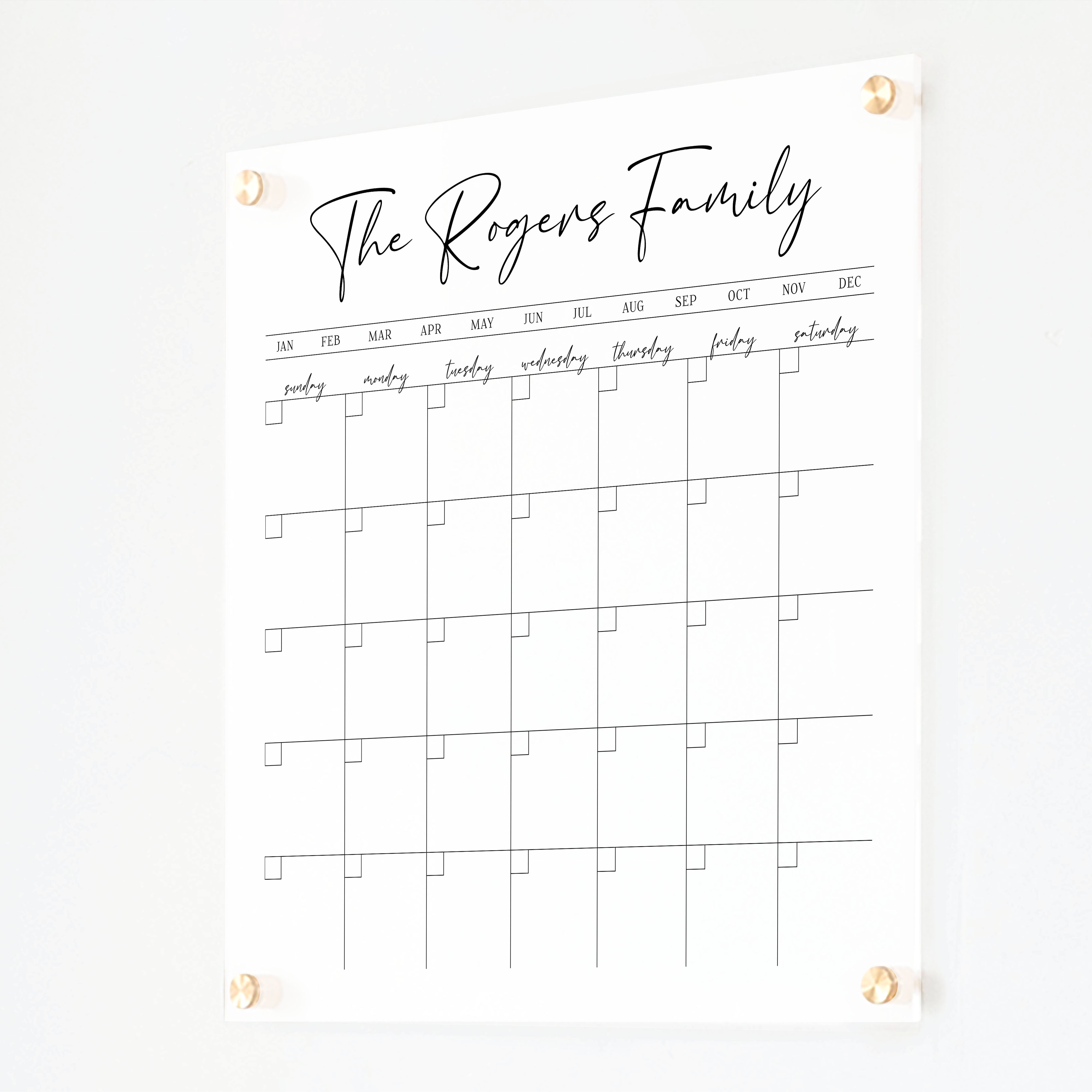 Monthly Frosted Acrylic Calendar | Horizontal Pennington