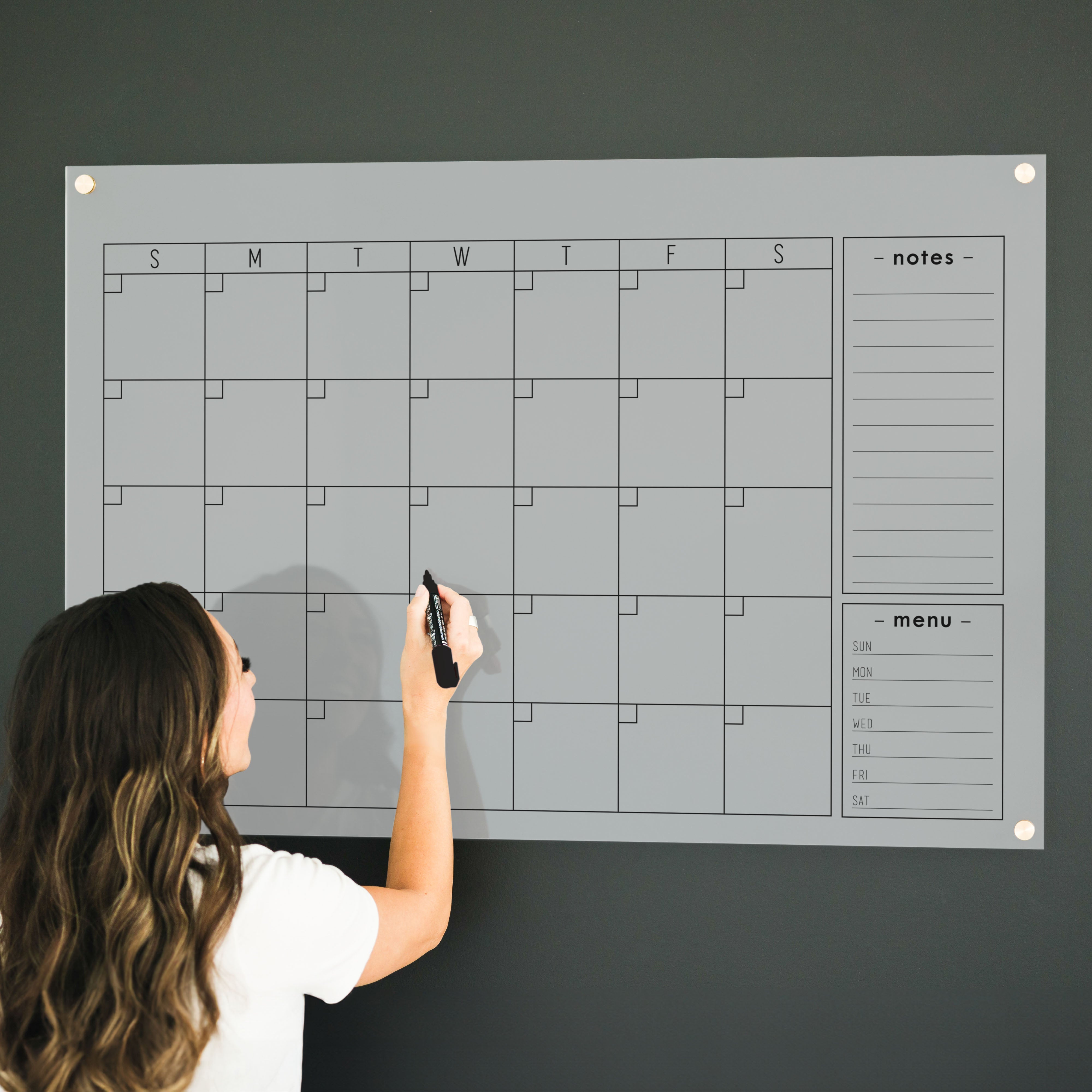 Monthly Frosted Acrylic Calendar + 2 Sections | Horizontal Multi-Style