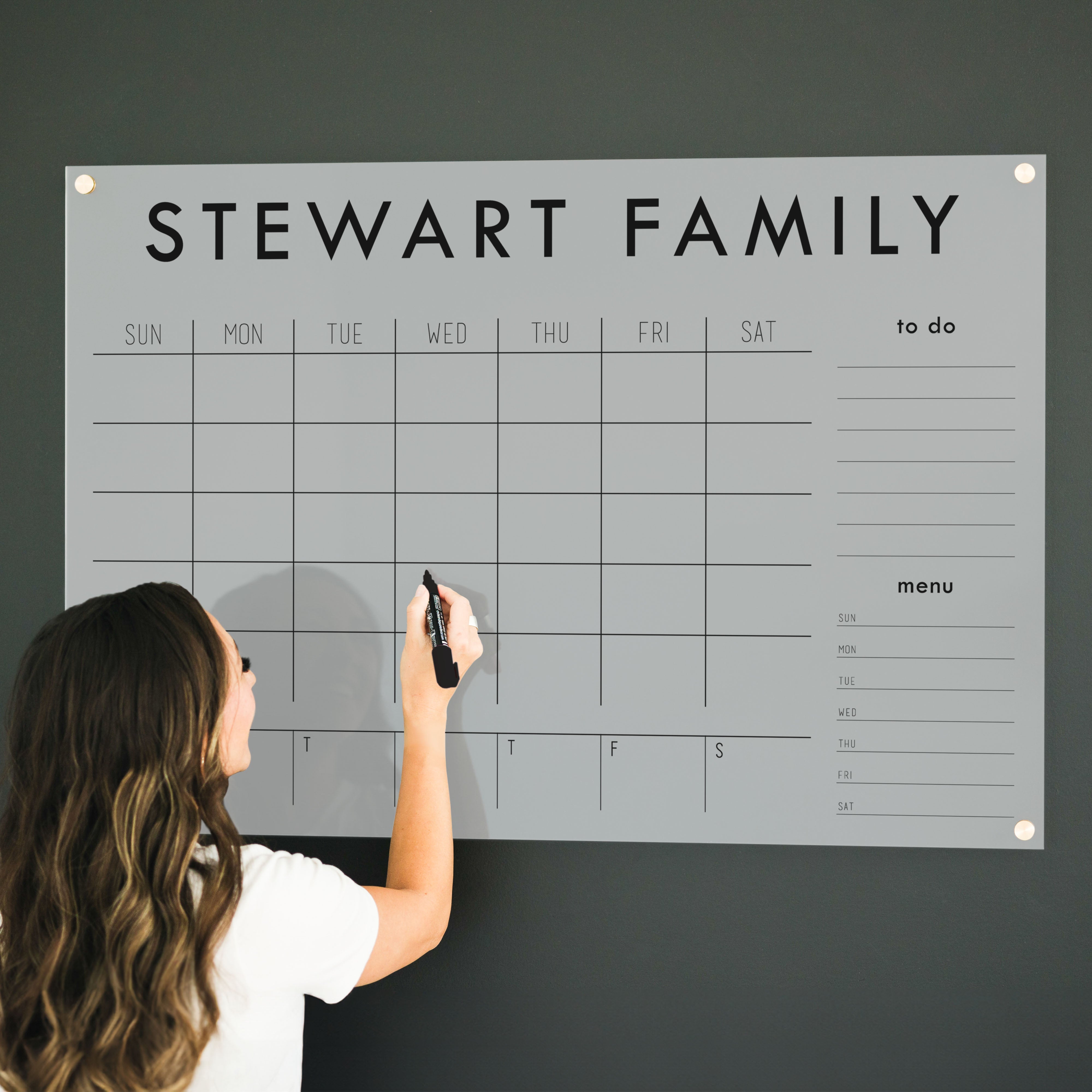 Week & Month Frosted Acrylic Calendar + 2 Sections | Horizontal Madi