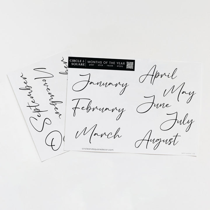 Board Stickies Months & Numbers | Pennington Script Style