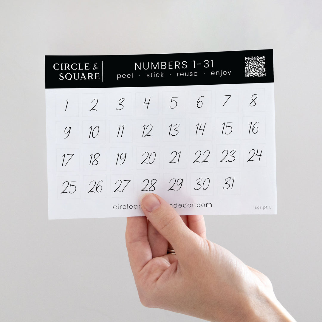 Board Stickies Months & Numbers | Pennington Script Style