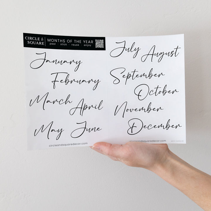 Board Stickies Months & Numbers | Pennington Script Style