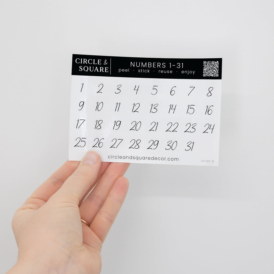Board Stickies Months & Numbers | Pennington Script Style
