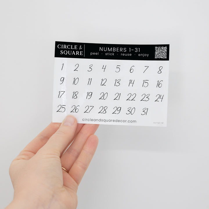 Board Stickies Months & Numbers | Pennington Script Style