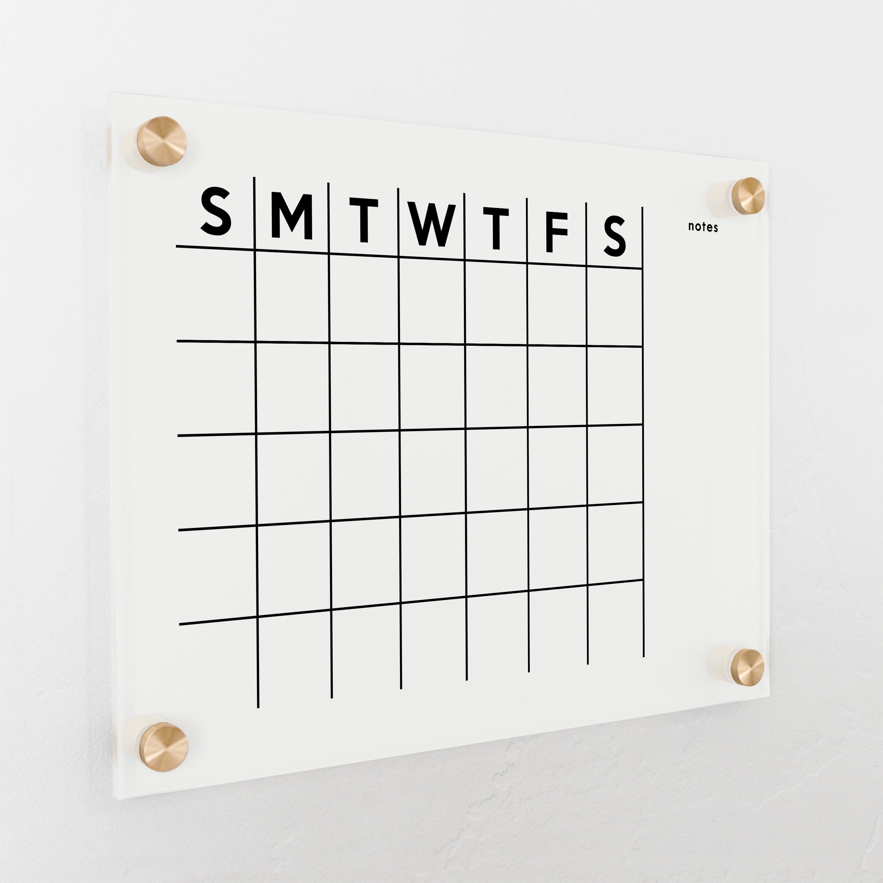 Monthly Frosted Acrylic Calendar + 1 Section | Horizontal Minimalist