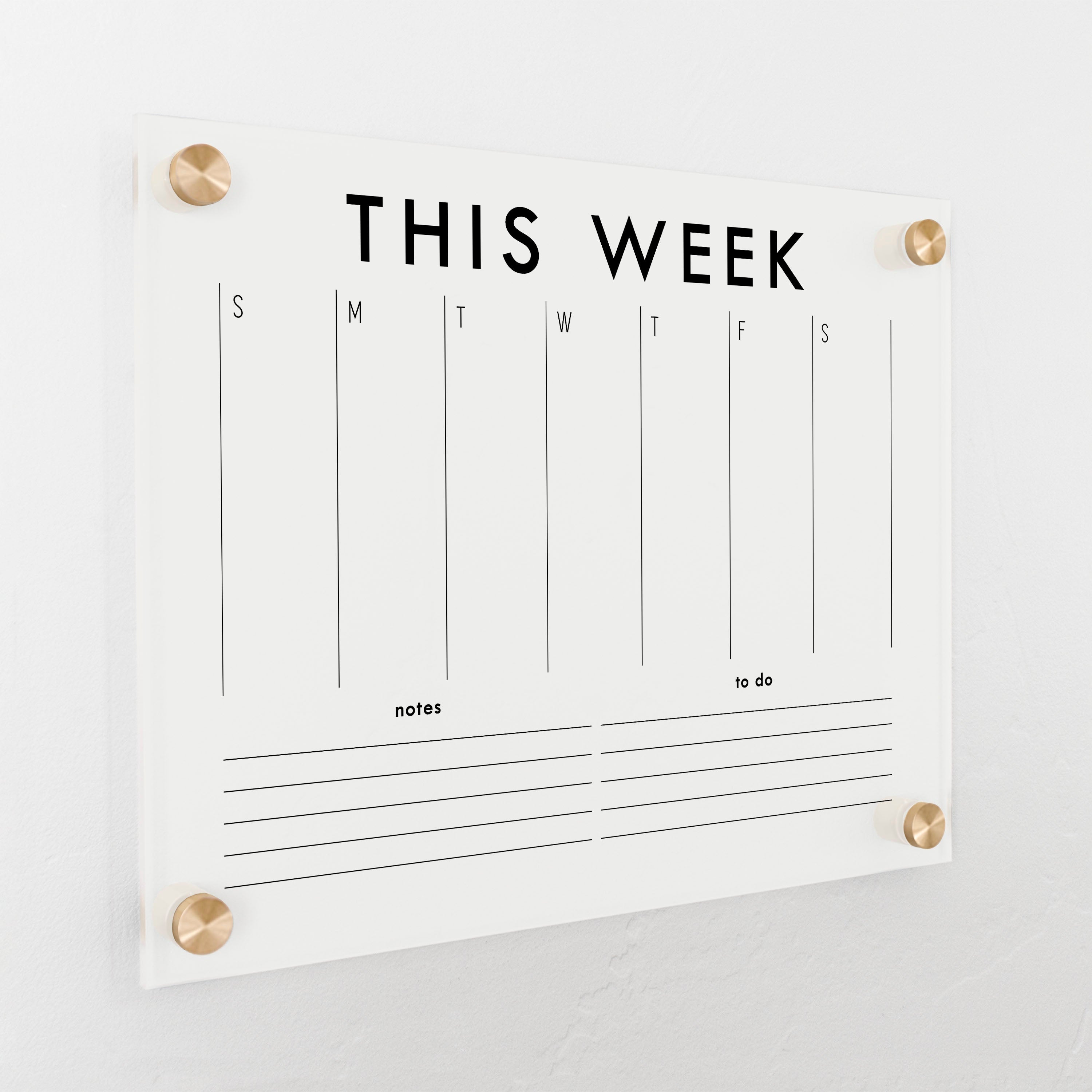 Weekly Frosted Acrylic Calendar + 2 Sections | Horizontal Madi
