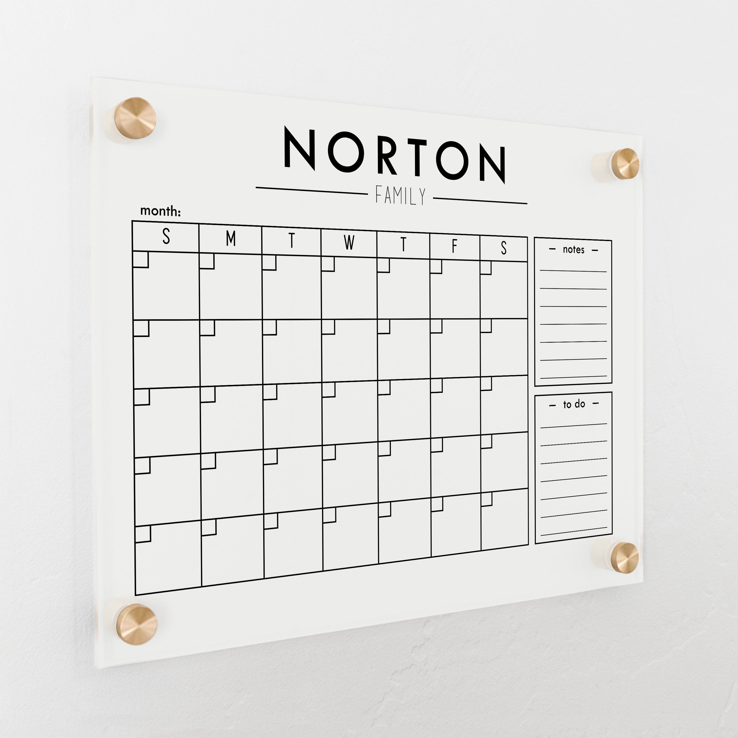 Monthly Frosted Acrylic Calendar + 2 Sections | Horizontal Craig